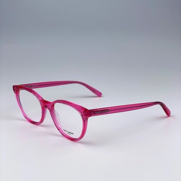 Saint Laurent SL589 004 Eyeglasses Transparent Fuchsia Pink Oval Women - Picture 8 of 12